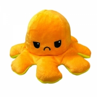 Caracatita reversibila din plus cu doua emotii, cu LED, galben/portocaliu, 20 x 8 cm, Vivo OCTOPUS-YELLOW/ORANGE